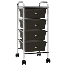 Tragbarer Aufbewahrungswagen mit 4 schwarzen Kunststoffschubladen von vidaXL, Lastenstapler - Ref: Foro24-320398, Preis: 56,3...