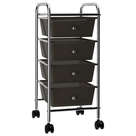 Carrito de almacenaje portátil 4 cajones plástico negro de vidaXL, Carretillas de carga - Ref: Foro24-320398, Precio: 56,86 €...