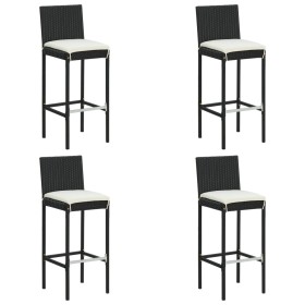 Taburetes altos de jardín cojines 4 uds ratán sintético negro de , Sillas de jardín - Ref: Foro24-316670, Precio: 326,82 €, D...