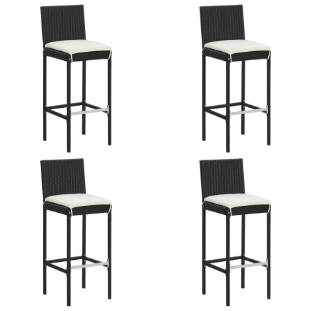 Taburetes altos de jardín cojines 4 uds ratán sintético negro de , Sillas de jardín - Ref: Foro24-316670, Precio: 326,82 €, D...