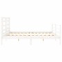 Estructura cama de matrimonio con cabecero madera maciza blanco de vidaXL, Camas y somieres - Ref: Foro24-3194717, Precio: 15...