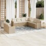 Set de sofás de jardín 9 pzas con cojines ratán sintético beige en Conjuntos de jardín | Comprar online en Foru.es