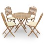 Set de comedor exterior plegable 5 piezas con cojines bambú de , Conjuntos de jardín - Ref: Foro24-3063962, Precio: 270,91 €,...