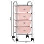 Carrito de almacenaje portátil 4 cajones plástico rosa de vidaXL, Carretillas de carga - Ref: Foro24-320400, Precio: 53,29 €,...