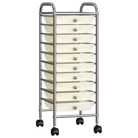 Carrito de almacenaje portátil 10 cajones plástico blanco de vidaXL, Carretillas de carga - Ref: Foro24-320403, Precio: 61,47...