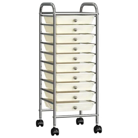 Carrito de almacenaje portátil 10 cajones plástico blanco de vidaXL, Carretillas de carga - Ref: Foro24-320403, Precio: 61,47...
