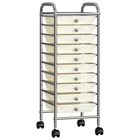 Carrito de almacenaje portátil 10 cajones plástico blanco de vidaXL, Carretillas de carga - Ref: Foro24-320403, Precio: 62,28...