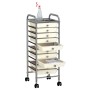 Carrito de almacenaje portátil 10 cajones plástico blanco de vidaXL, Carretillas de carga - Ref: Foro24-320403, Precio: 62,28...