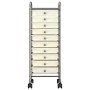 Carrito de almacenaje portátil 10 cajones plástico blanco de vidaXL, Carretillas de carga - Ref: Foro24-320403, Precio: 62,28...