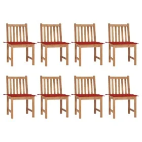 Sillas de jardín 8 unidades madera de teca con cojines de , Sillas de jardín - Ref: Foro24-3073148, Precio: 914,18 €, Descuen...