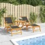 Garden chairs with footrest and textilene acacia wood table by , Loungers - Ref: Foro24-3120443, Price: 218,78 €, Discount: %