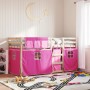 Litera con cortinas madera maciza de pino rosa 80x200 cm de , Camas y somieres - Ref: Foro24-3283900, Precio: 148,79 €, Descu...