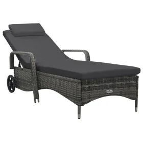 Tumbona con ruedas ratán sintético gris de , Tumbonas - Ref: Foro24-48197, Precio: 187,36 €, Descuento: %