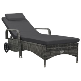 Tumbona con ruedas ratán sintético gris de , Tumbonas - Ref: Foro24-48197, Precio: 189,09 €, Descuento: %