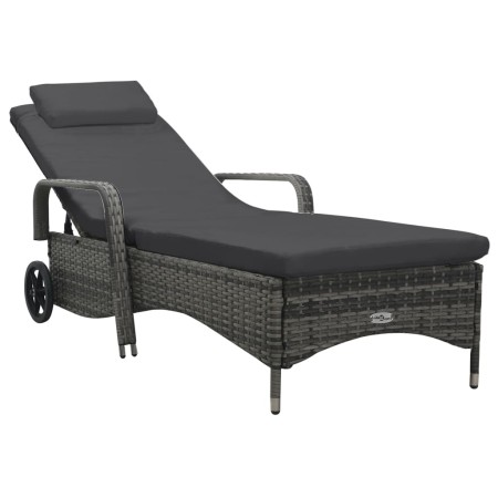 Tumbona con ruedas ratán sintético gris de , Tumbonas - Ref: Foro24-48197, Precio: 189,09 €, Descuento: %