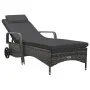 Gray synthetic rattan lounger with wheels by , Loungers - Ref: Foro24-48197, Price: 187,36 €, Discount: %