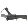 Gray synthetic rattan lounger with wheels by , Loungers - Ref: Foro24-48197, Price: 187,36 €, Discount: %