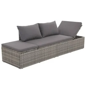 Garden lounger with gray synthetic rattan cushions and pillows by , Loungers - Ref: Foro24-317110, Price: 228,85 €, Discount: %