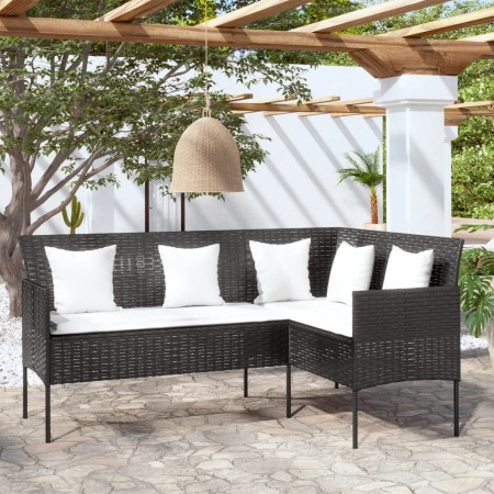 Sofá en forma de L con cojines ratán sintético negro de , Sofás de exterior - Ref: Foro24-318587, Precio: 214,99 €, Descuento: %