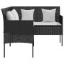 Sofá en forma de L con cojines ratán sintético negro de , Sofás de exterior - Ref: Foro24-318587, Precio: 214,99 €, Descuento: %