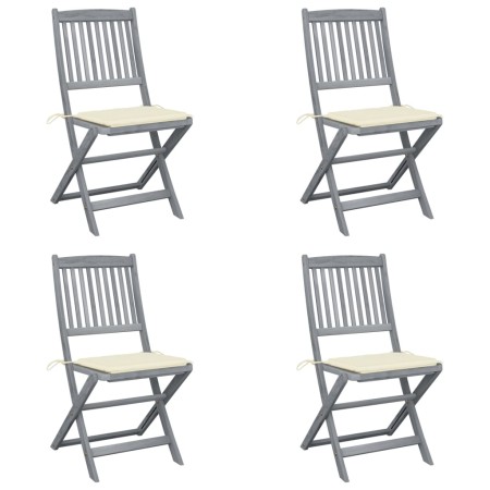 Sillas de jardín plegables 4 uds cojines madera maciza acacia de , Sillas de jardín - Ref: Foro24-3064565, Precio: 208,48 €, ...