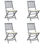 Sillas de jardín plegables 4 uds cojines madera maciza acacia de , Sillas de jardín - Ref: Foro24-3064565, Precio: 208,48 €, ...