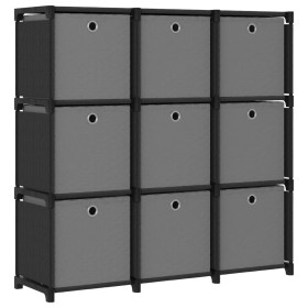 Estantería de 9 cubos con cajas de tela negro 103x30x107,5 cm en Librerías y estanterías | Comprar online en Foru.es