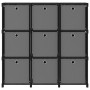 Estantería de 9 cubos con cajas de tela negro 103x30x107,5 cm en Librerías y estanterías | Comprar online en Foru.es