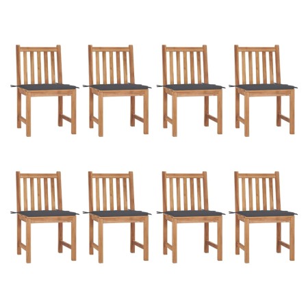 Sillas de jardín 8 unidades madera de teca con cojines de , Sillas de jardín - Ref: Foro24-3073142, Precio: 993,06 €, Descuen...