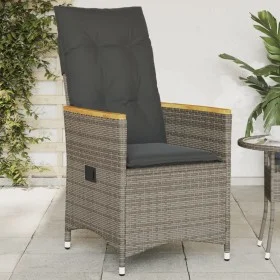 Sillón reclinable de jardín con cojines ratán sintético gris de , Sillas de jardín - Ref: Foro24-365644, Precio: 143,91 €, De...