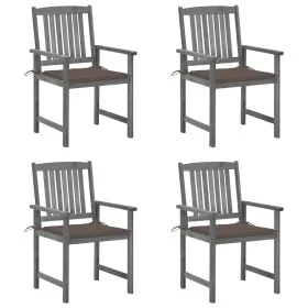 Garden chairs with cushions 4 pcs solid gray acacia wood by , Garden chairs - Ref: Foro24-3061238, Price: 279,90 €, Discount: %