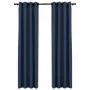 Cortinas opacas con ojales look de lino 2 pzas azul 140x245 cm de vidaXL, Cortinas y visillos - Ref: Foro24-321178, Precio: 4...