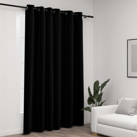 Cortina opaca con ojales look de lino negro 290x245 cm de vidaXL, Cortinas y visillos - Ref: Foro24-321155, Precio: 58,30 €, ...