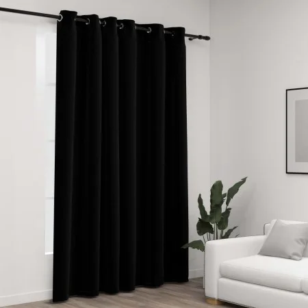 Cortina opaca con ojales look de lino negro 290x245 cm de vidaXL, Cortinas y visillos - Ref: Foro24-321155, Precio: 52,49 €, ...