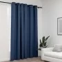 Cortina opaca con ojales look de lino azul 290x245 cm de vidaXL, Cortinas y visillos - Ref: Foro24-321179, Precio: 36,53 €, D...