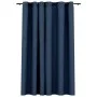 Cortina opaca con ojales look de lino azul 290x245 cm de vidaXL, Cortinas y visillos - Ref: Foro24-321179, Precio: 36,53 €, D...