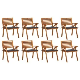 Sillas de jardín 8 uds madera maciza de teca con cojines de , Sillas de jardín - Ref: Foro24-3075201, Precio: 717,24 €, Descu...