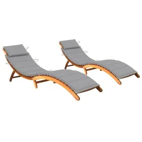 Tumbonas 2 unidades con cojines madera maciza de acacia de , Tumbonas - Ref: Foro24-3077362, Precio: 347,05 €, Descuento: %