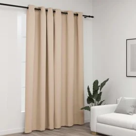 Cortina opaca con ojales look de lino beige 290x245 cm de vidaXL, Cortinas y visillos - Ref: Foro24-321211, Precio: 52,30 €, ...