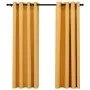 Cortinas opacas con ojales look lino 2 pzas amarillo 140x175 cm de vidaXL, Cortinas y visillos - Ref: Foro24-321192, Precio: ...