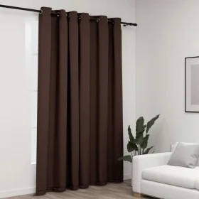 Cortina opaca con ojales look de lino gris taupe 290x245 cm de vidaXL, Cortinas y visillos - Ref: Foro24-321203, Precio: 35,8...