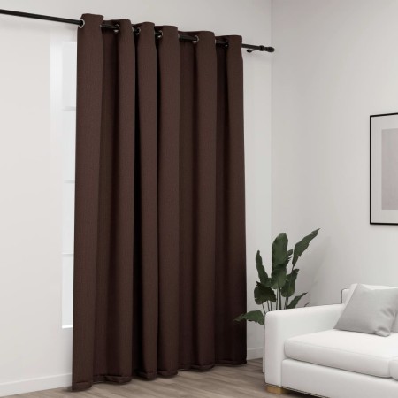 Cortina opaca con ojales look de lino gris taupe 290x245 cm de vidaXL, Cortinas y visillos - Ref: Foro24-321203, Precio: 58,0...