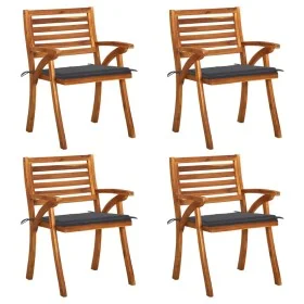 Sillas de jardín con cojines 4 unidades madera maciza de acacia de , Sillas de jardín - Ref: Foro24-3075174, Precio: 388,31 €...