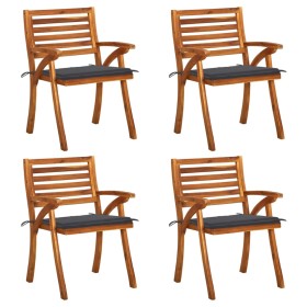 Sillas de jardín con cojines 4 unidades madera maciza de acacia de , Sillas de jardín - Ref: Foro24-3075174, Precio: 512,13 €...