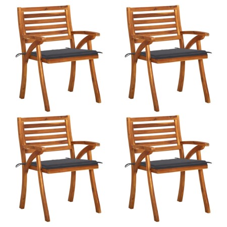 Sillas de jardín con cojines 4 unidades madera maciza de acacia de , Sillas de jardín - Ref: Foro24-3075174, Precio: 512,13 €...