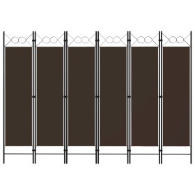 Biombo divisor de 6 paneles marrón 240x180 cm de vidaXL, Divisores de ambientes - Ref: Foro24-320712, Precio: 57,89 €, Descue...