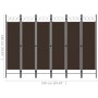 Biombo divisor de 6 paneles marrón 240x180 cm de vidaXL, Divisores de ambientes - Ref: Foro24-320712, Precio: 57,89 €, Descue...