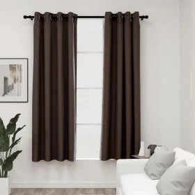 Linen look blackout eyelet curtains 2 pieces taupe 140x175 cm by vidaXL, Curtains and curtains - Ref: Foro24-321200, Price: 4...
