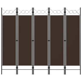 Biombo divisor de 5 paneles marrón 200x180 cm de vidaXL, Divisores de ambientes - Ref: Foro24-320708, Precio: 51,41 €, Descue...