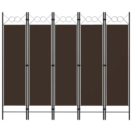 Biombo divisor de 5 paneles marrón 200x180 cm de vidaXL, Divisores de ambientes - Ref: Foro24-320708, Precio: 49,51 €, Descue...